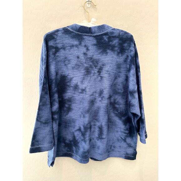 J.JILL | Pure Jill Indigo Blue Tie Dye Button Front Cardigan Oversized | Small - Picture 4 of 7